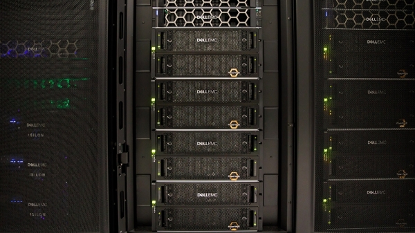 Close-up view of a supercomputer.