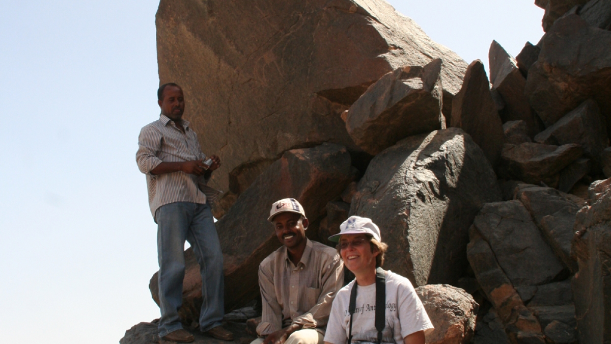 ASU bioarchaeologist Brenda Baker poses with her Sudanese field crew