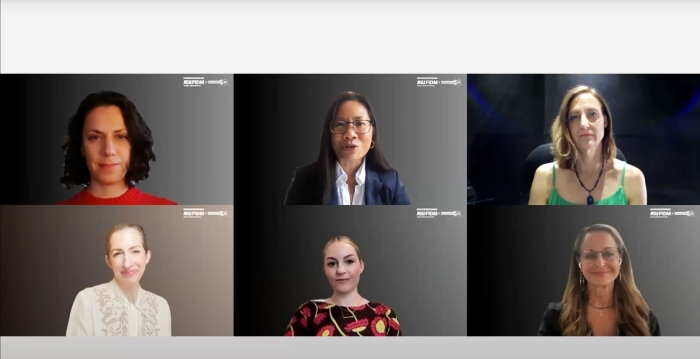 Six women in a screen shot of a webinar